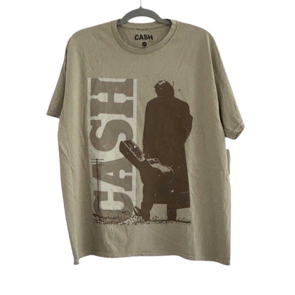 Johnny Cash Walk the Line Beige Graphic Band Tee - Unisex Small/Medium